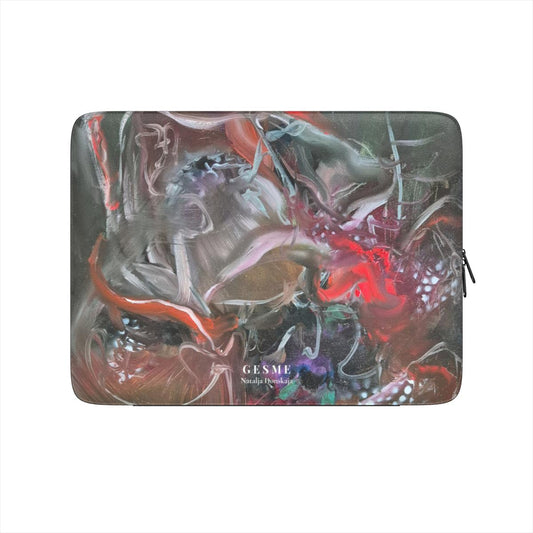 "Florist's Vision II" laptop sleeve featuring artwork by Nataljos Donskajos, front view