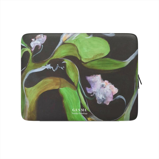 "Floral Dreams" laptop sleeve featuring artwork by Nataljos Donskajos, front view
