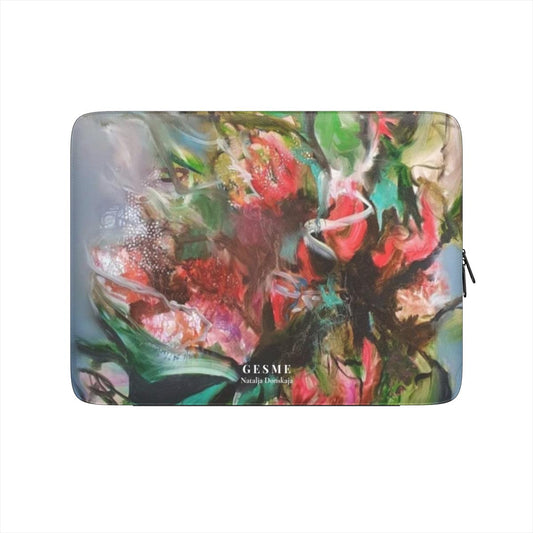 "Florist's Vision" laptop sleeve featuring artwork by Nataljos Donskajos, front view