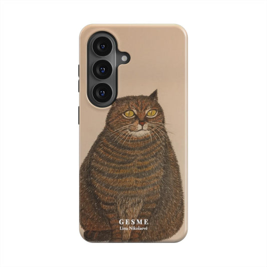 "Chubby Cat" Android case featuring artwork by Linos Nikolaevės, front view