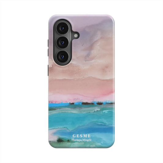 "Quiet Evening" Android case featuring artwork by Florijonos Mingėlės, front view