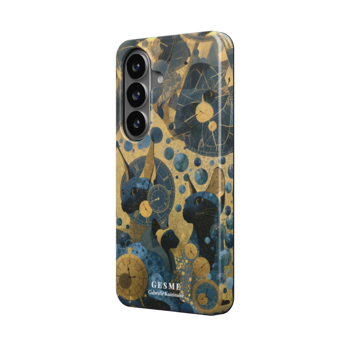 "Colorful Cats and Time" Android case, detail view